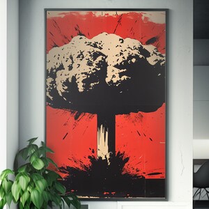 Pop Art Nuclear Blast Poster | Red Sky Imagery | Atomic War Abstract Art | Inspired by Iconic Bomb Explosions | Wall Art Decor image 4