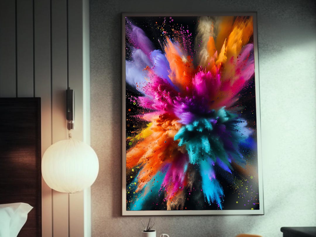 Explosion Decor Colorful Explosion Poster Ultrafine Detail Art Color Field Painting ...