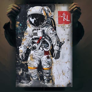 Cyberpunk Astronaut Poster | Trending Space Art | Detailed Astronaut Art | Building-side Walk | Futuristic Art | Sci-Fi Wall Decor |