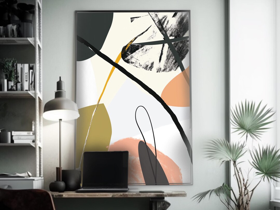 Geometric Leaves Abstract Poster Bold Shape Art Print Modern Minimalist ...