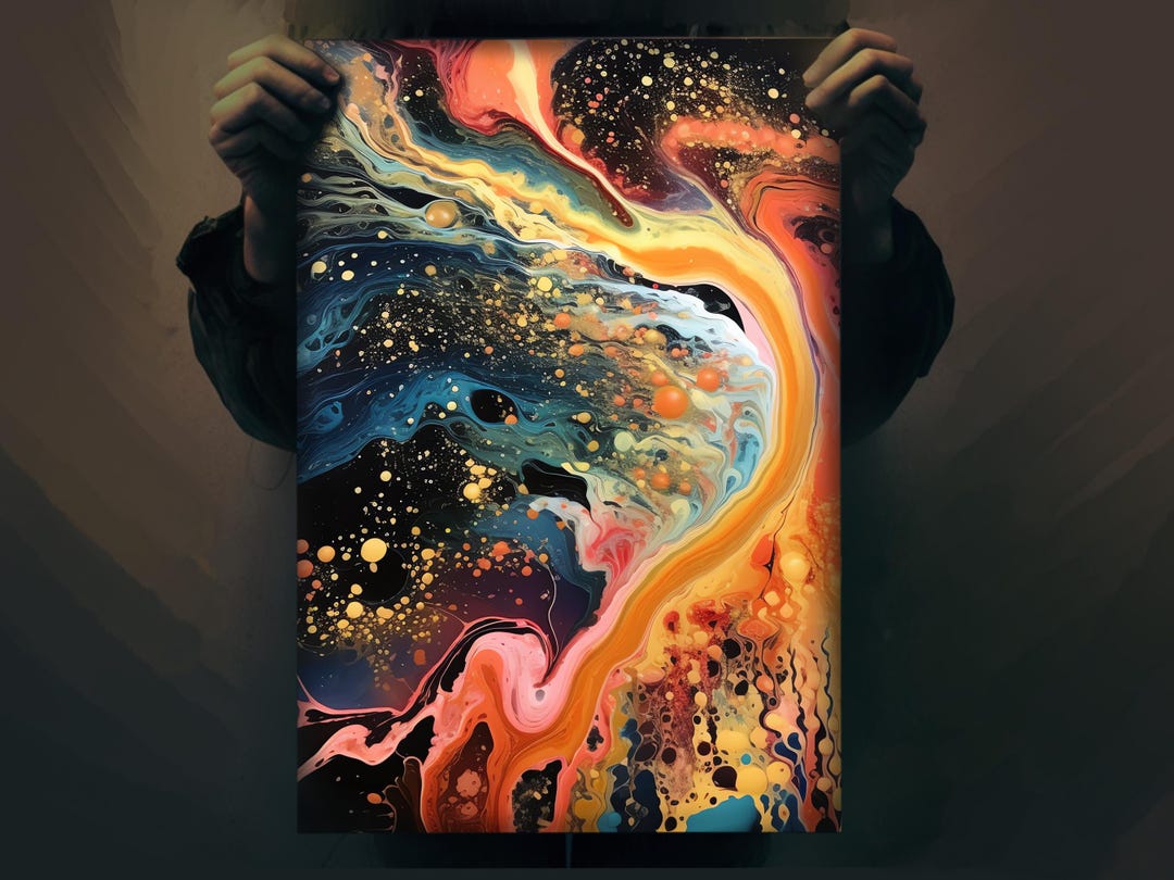 Abstract Space Art | Pour Cell Painting Poster | Liquid Acrylic Black ...