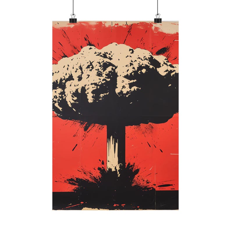 Pop Art Nuclear Blast Poster | Red Sky Imagery | Atomic War Abstract Art | Inspired by Iconic Bomb Explosions | Wall Art Decor image 8