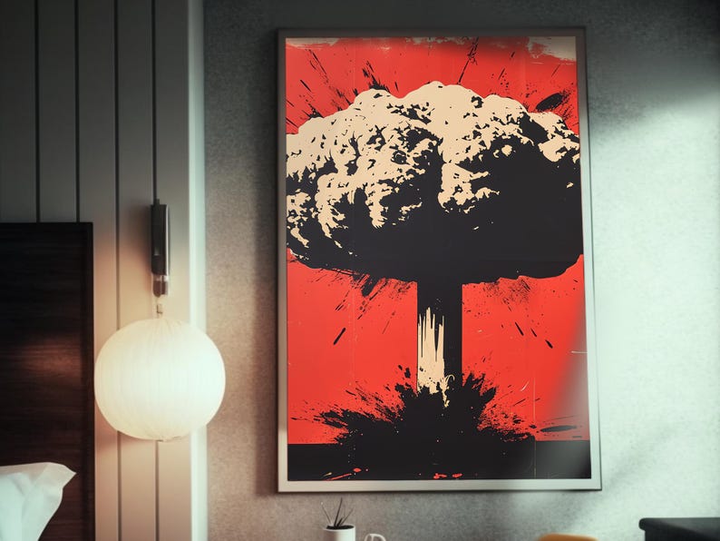 Pop Art Nuclear Blast Poster | Red Sky Imagery | Atomic War Abstract Art | Inspired by Iconic Bomb Explosions | Wall Art Decor image 7