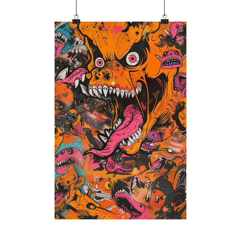 サイケデリックモンスタースケートボードポスターアート | ハイパービーストスタイル | ハイディテールサイケデリックアート | ウォールアートデコレーション | シュールなスケートカルチャー 画像 8