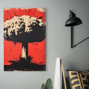 Pop Art Nuclear Blast Poster | Red Sky Imagery | Atomic War Abstract Art | Inspired by Iconic Bomb Explosions | Wall Art Decor image 5