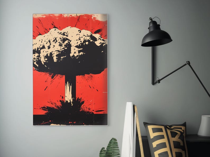 Pop Art Nuclear Blast Poster | Red Sky Imagery | Atomic War Abstract Art | Inspired by Iconic Bomb Explosions | Wall Art Decor image 5
