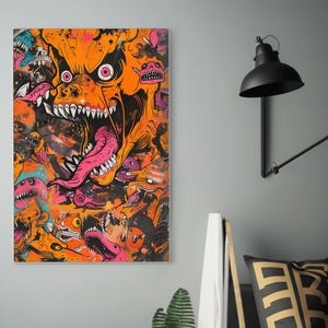 サイケデリックモンスタースケートボードポスターアート | ハイパービーストスタイル | ハイディテールサイケデリックアート | ウォールアートデコレーション | シュールなスケートカルチャー 画像 7