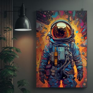 Cyberpunk Astronaut Poster | Space Suit Art | Sci-Fi Cosmonaut Print | Detailed Space Art | Futuristic Astronaut Decor | Wall Art