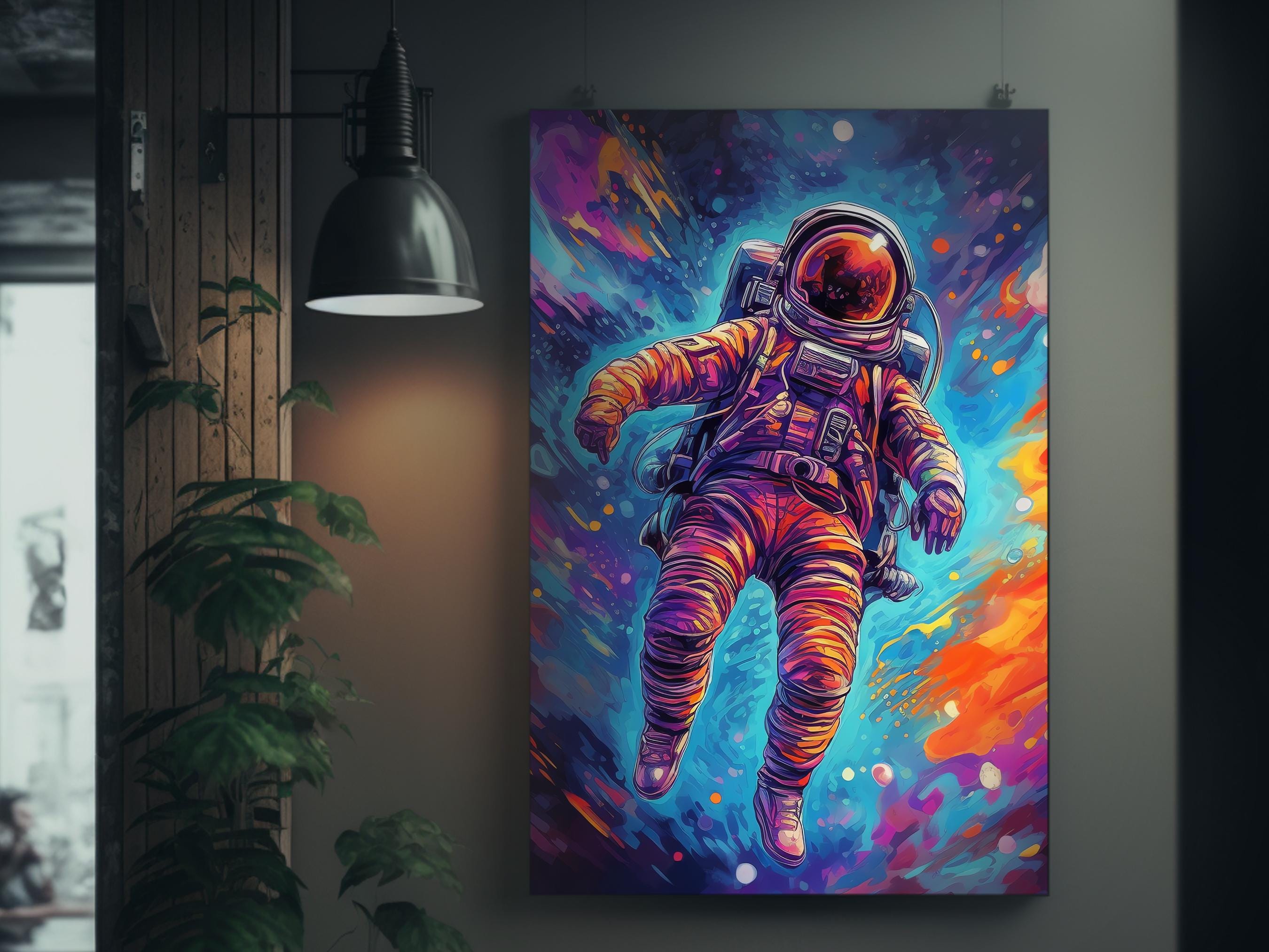 宇宙に浮かぶ宇宙飛行士のアートポスター | 宇宙飛行士の絵画 | 宇宙