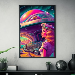 Retro Futurism Space Poster | Ultra-Detailed Painting | Vintage Sci-Fi Art | Retro Futurism Style | Spaceship Art | Inspired by