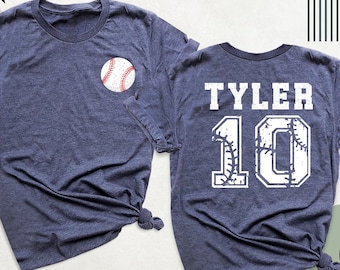 Front-Back Baseball Shirt, Custom Number and Name Tshirt, Vintage Baseball Mom Shirt, Pocket Size Baseball Player Outfit, Baseball Team Tees