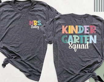 Camisetas de equipo de jardín de infantes, camiseta personalizada con nombre de maestro, camisetas de equipo de jardín de infantes, camiseta de agradecimiento al maestro, camiseta de equipo de jardín de infantes, camiseta de regreso a clases