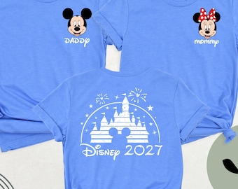 Disney 2027 Shirt, Mickey Dad Tshirt, Minnie Mom Shirt, Disneyworld Tee Disneyland Travel Outfits, Disney Family Shirt, Disney Two Sided Tee