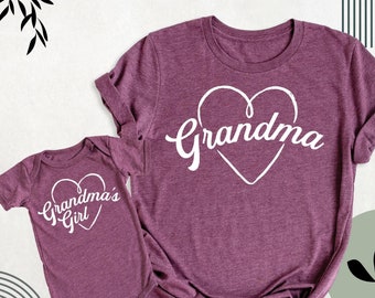 Personalized Grandma And Me Shirt, Grandmas Girl Grandkids Matching Shirt Tee, Mothers Day Gift, Mother Daughter family New mommy Baby Shirt