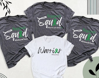 Liver Cancer Awareness Shirt, Support Squad Green Ribbon Tshirt, Bile Duct Cancer Shirt, Cerebral Palsy Warrior Shirt, Cancer Fight Team Tee