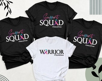 Thyroid Cancer Shirt, Support Squad Tshirt, Pink Purple Teal Ribbon Cancer Awareness Shirt, Thyroid Cancer Warrior Shirt, Cancer Fight Shirt