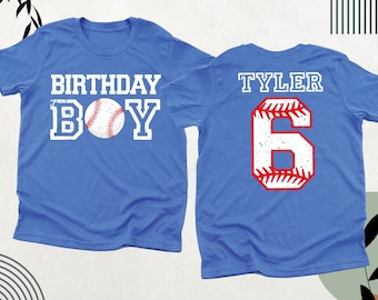 Birthday Boy Baseball Shirt, Age and Name Birthday Tshirt, Custom Baseball Birthday Party Shirts, Sports Birthday Tee, Birthday Gift for Boy