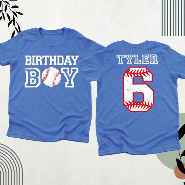 Birthday Boy Baseball Shirt, Age and Name Birthday Tshirt, Custom Baseball Birthday Party Shirts, Sports Birthday Tee, Birthday Gift for Boy