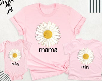 Mommy and Me Mini Mothers Day Matching Daisy Shirt Personalized Mama Mom Gift Tee Shirt, Mother Daughter family New mommy baby floral Shirt