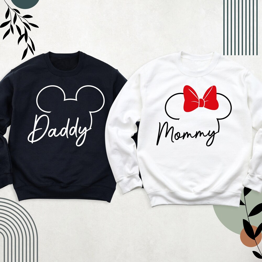 Minnie Mama Mickey Dad Disney Sweatshirt Hoodie, Personalized Couple Disney Sweatshirt, Disney Family Sweatshirts, Disney Mom Dad Shirts Tee New Fashion