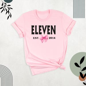 Eleven Birthday Bow Shirt 11 Year Old Birthday Tee, 11th B-Day Tshirt, 11th Girl Birthday Shirt, 11th Birthday Party Shirt 11th Coquette Tee