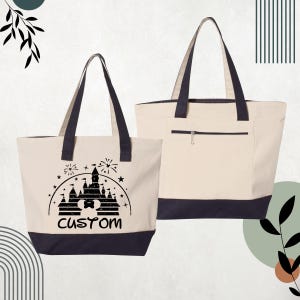 disney travel cosmetic pouch bag storage zippered canvas tote Disneyland Tote With Zipper