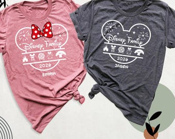 Disney Family 2026 Trip Shirts Custom Disneyworld Shirt, Magic Kingdom Tee, Matching Disney Tees, Disneyland Travel Tshirt Minnie Crew Shirt