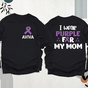 Manchon de sweat-shirt contre le cancer du pancréas, je porte du violet pour mon sweat-shirt, sweat à capuche ruban violet, chemise pull personnalisée de sensibilisation au cancer du pancréas