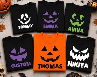 Family Pumpkin Face Shirt, Halloween Shirt, Jack O lantern Shirt Funny Pumpkin Shirt Matching Halloween Family Tee Scary Face Halloween Tees
