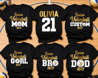 Senior Volleyball Mom Shirt, Volleyball 2027 Senior Night Shirt, Custom Volleyball Team Shirts, Senior Volleyball Shirt, Volleyball Girl Tee