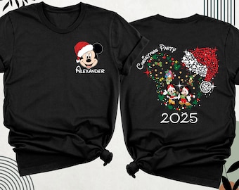 Disney Christmas Couple shirt Mickey Minnie 2025 tee Matching Disney Christmas Shirts, Very Merry Shirt Xmas Disney Tee, Christmas Party Tee