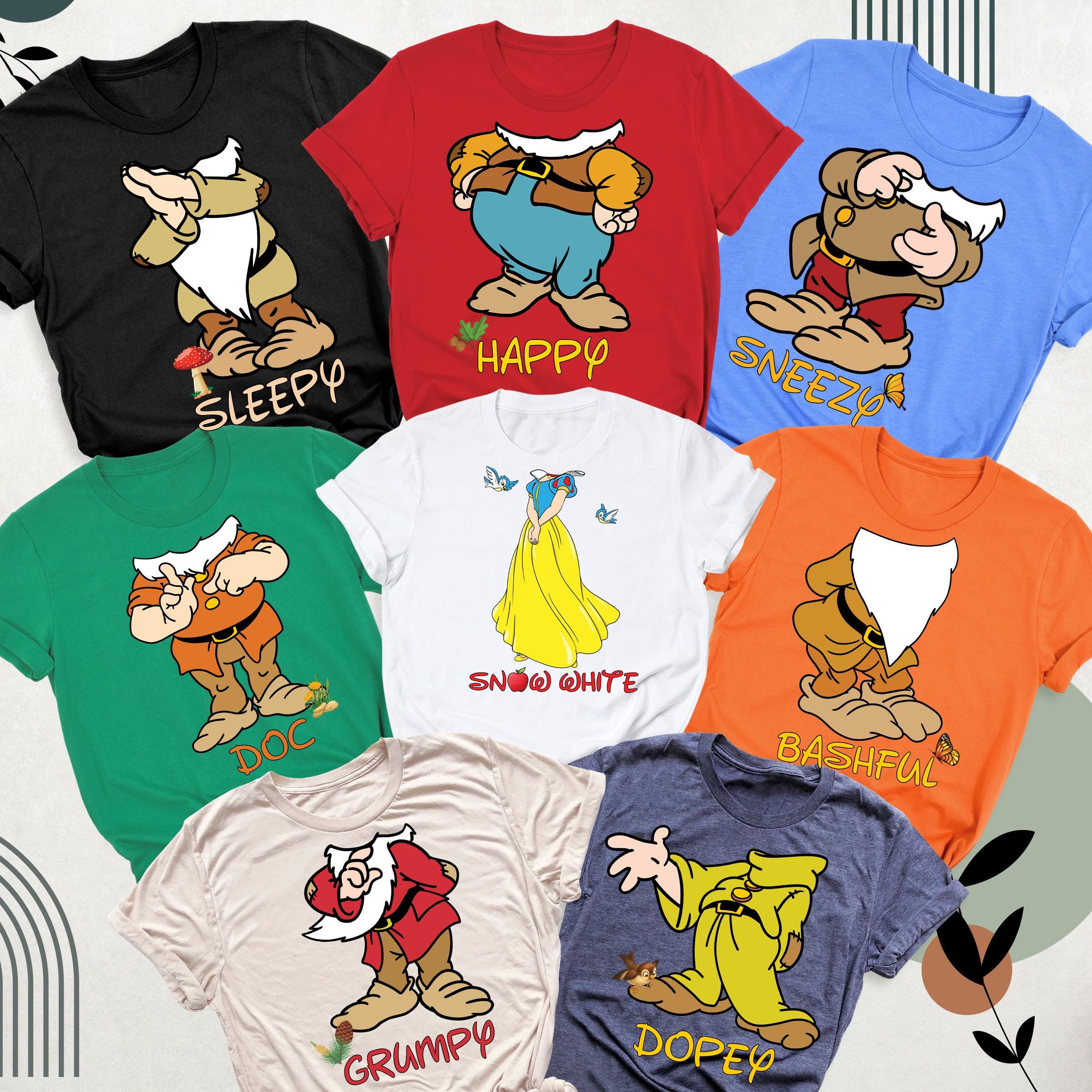Disney Snow White Seven Dwarfs Costume Shirts Matching Family Trip Tee ...