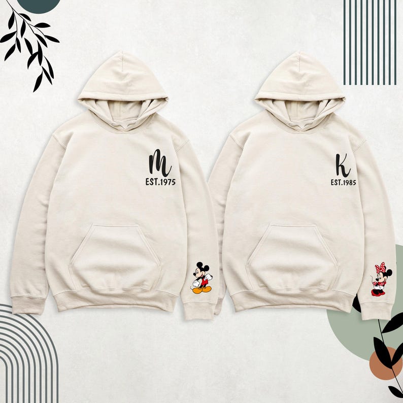 Disneyland Couple Sweatshirt Hoodie, Valentines Disney Mickey Minnie Ear Hoodie, Disney Matching Sweater Custom Disney Valentines Sweatshirt