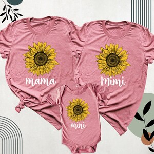 Sunflower Mama Mini Shirts, mother daughter Tee, mommy and me shirt, Mom day Shirt, mom and baby matching outfits, Custom Mimi Mini Tshirt