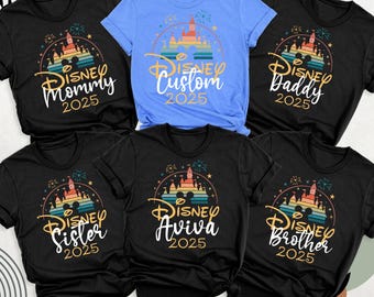 Disney 2025 Vacation Trip Castle Shirt Matching Family Personalized Shirt Tee, Custom Disney Shirts, Disneyworld Shirt, Disney Group T-shirt