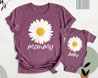 Mommy and Me Shirt Mothers Day Matching Tee, Mama Mini Daisy Shirts, Mother Daughter Outfit, New Mom baby Shirt, Custom Floral Mama Mini Tee