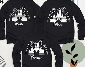 Custom Family Disney Long Sleeve Disneyland Trip Sweatshirt, Disneyworld Mom Dad Outfit, Disney Castle Vacation Hoodie Disney Travel Sweater