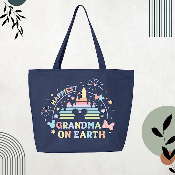 Personalized Grandma Tote Bag Happiest Grandma on Earth Bag, Family Vacation Tote, Grandma Gift Bag, Custom Disney Bag, Mothers Day Tote Bag