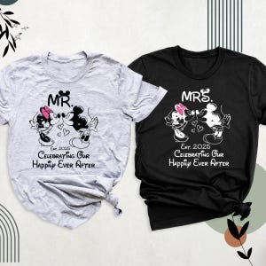 Disney Mr and Mrs Just Married Honeymoon Couple Custom Shirt Tee, Disney Wedding Tshirt, Disney Bride Groom Shirt, Mickey Minnie Love Shirt