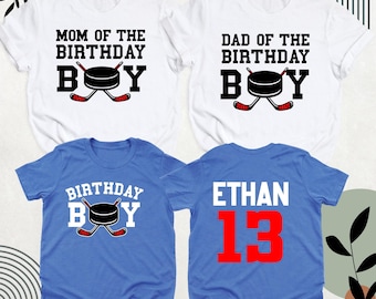 Birthday Hockey Shirt, Personalized Hockey Birthday Boy Shirt Custom Hockey Shirt Hockey Party Outfit Hockey Toddler Shirt Hockey Family Tee