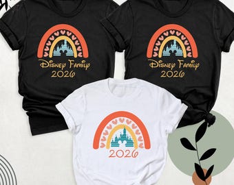 Disney Rainbow Castle Family Trip Shirt Disneyland Women Shirts, Disney Vacation Tee, Matching Disneyworld Tees, Custom Disney Travel Tshirt