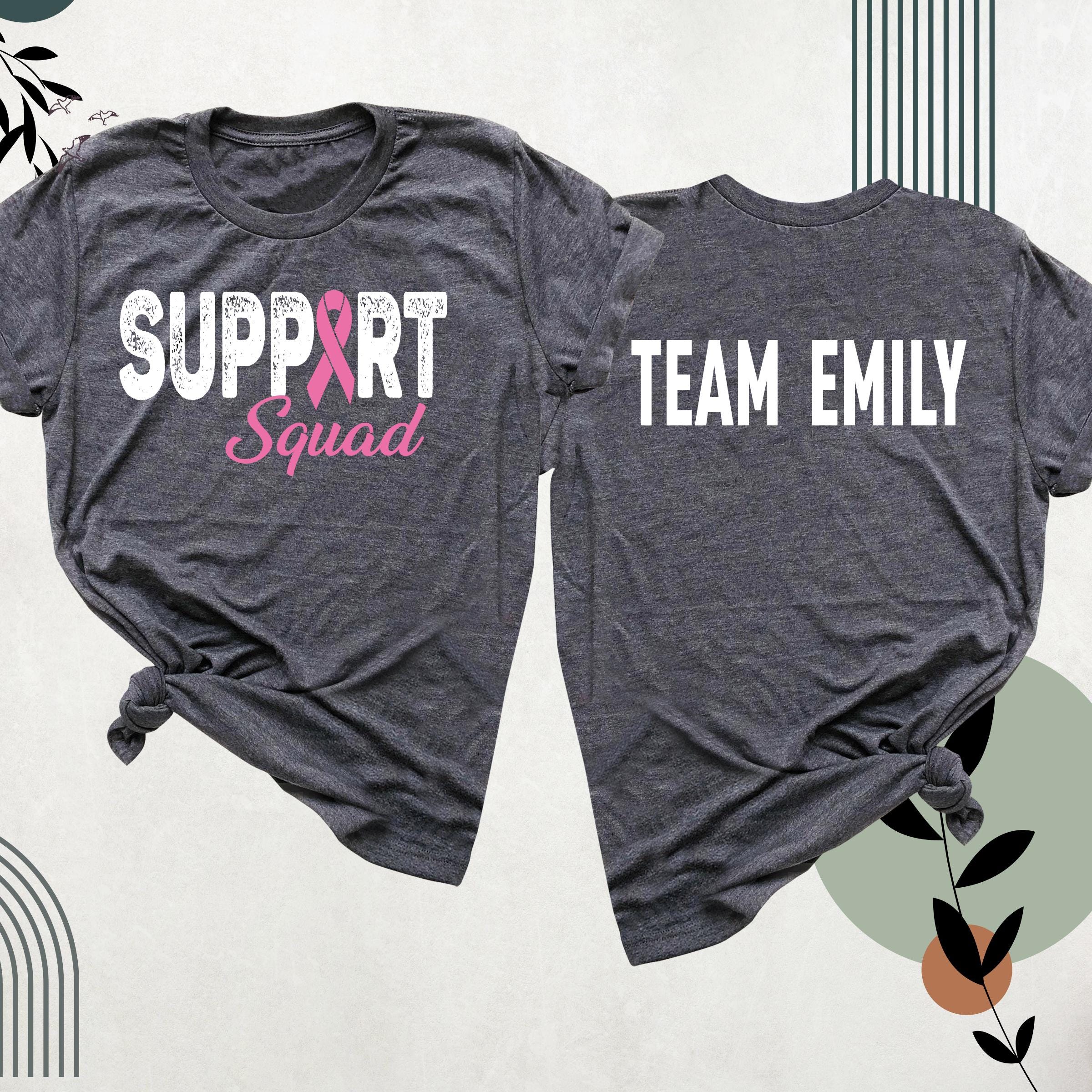 Breast Cancer Support Squad Shirt, Breast Cancer Awareness Shirt, Breast Cancer Back Name Shirt, Pink Ribbon Shirt Cancer Warrior Women Tee