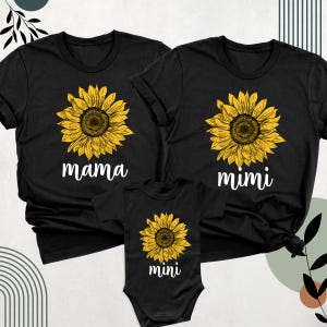 Sunflower Mama Mini Shirts, mother daughter Tee, mommy and me shirt, Mothers day Shirt mom and baby matching outfits Custom Mimi Mini Tshirt