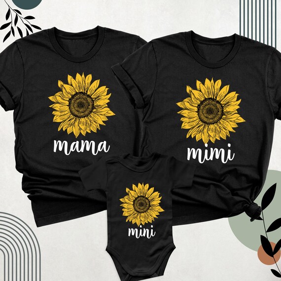 Sunflower Mama Mini Shirts, mother daughter Tee, mommy and me shirt, Mothers day Shirt mom and baby matching outfits Custom Mimi Mini Tshirt