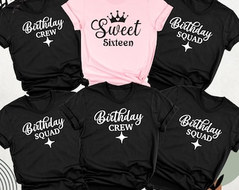 16th Sweet Sixteen Girl Gift Crew Birthday Shirt Tshirt, 16 Birthday Party Shirt, Sweet Sixteen Group Shirts, 16th Birthday Squad Shirt Tee