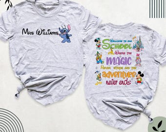 Customizable Teacher Shirt Disney School Shirt, Teacher Team Shirts, Teacher Name Tshirt, Mickey Teacher Disney First Day of School  Shirt
