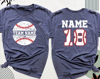 Custom Baseball Shirt, Baseball shirts Name and Back Number Tshirt, Baseball Team Shirt, Baseball Birthday Gift Mom Shirts, Front Baseball