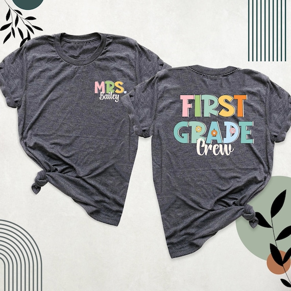 Custom First Grade Teacher Shirt, 1st Grade Crew Shirts, Retro First Grade Team Tshirt, Back to School Tee, Teacher Outfit 1st Day Of School