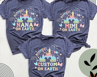 Happiest Disney Family Trip Shirt Custom Nana Mimi Great Grandma Disney Mama Tee Mickey Minnie Shirt, Mama On Earth Tee, Disney Gigi Shirt
