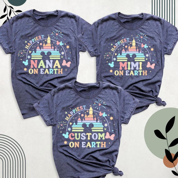 Happiest Disney Family Trip Shirt Custom Nana Mimi Great Grandma Disney Mama Tee Mickey Minnie Shirt, Mama On Earth Tee, Disney Gigi Shirt